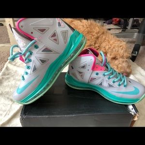 Hot pink & Teal hightop Lebron Tennis Shoes